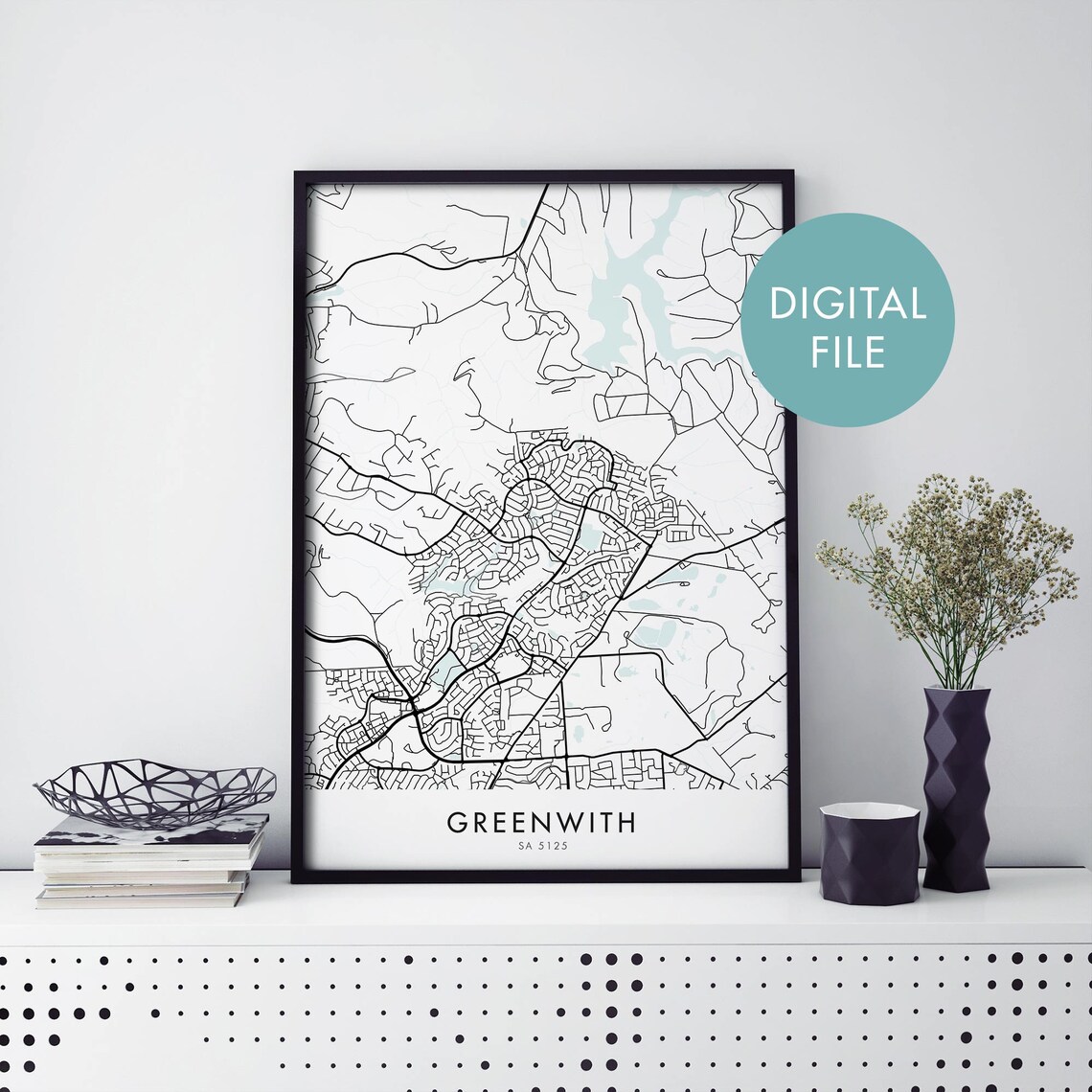 Greenwith South Australia City Street Map Minimalist Art Poster
