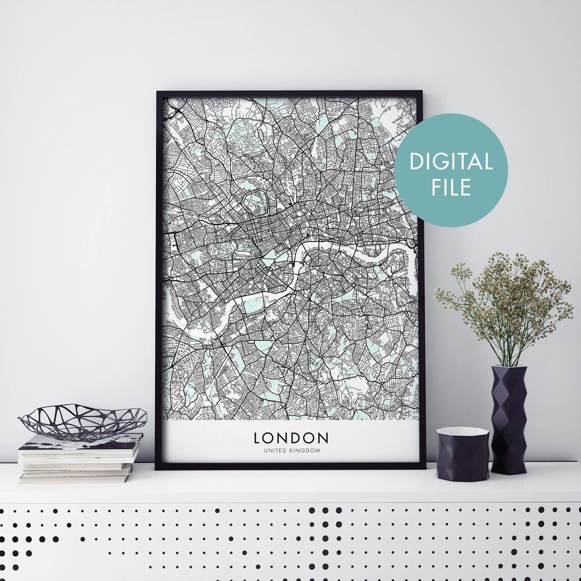 London England UK City Map, Travel Poster