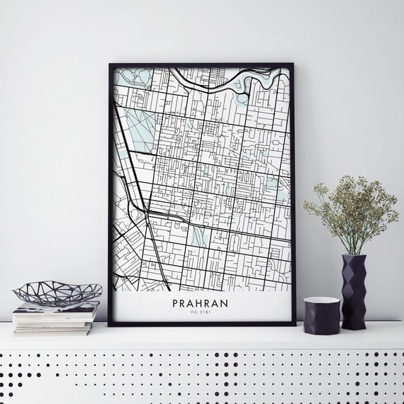 Prahran Melbourne City Map Art Print