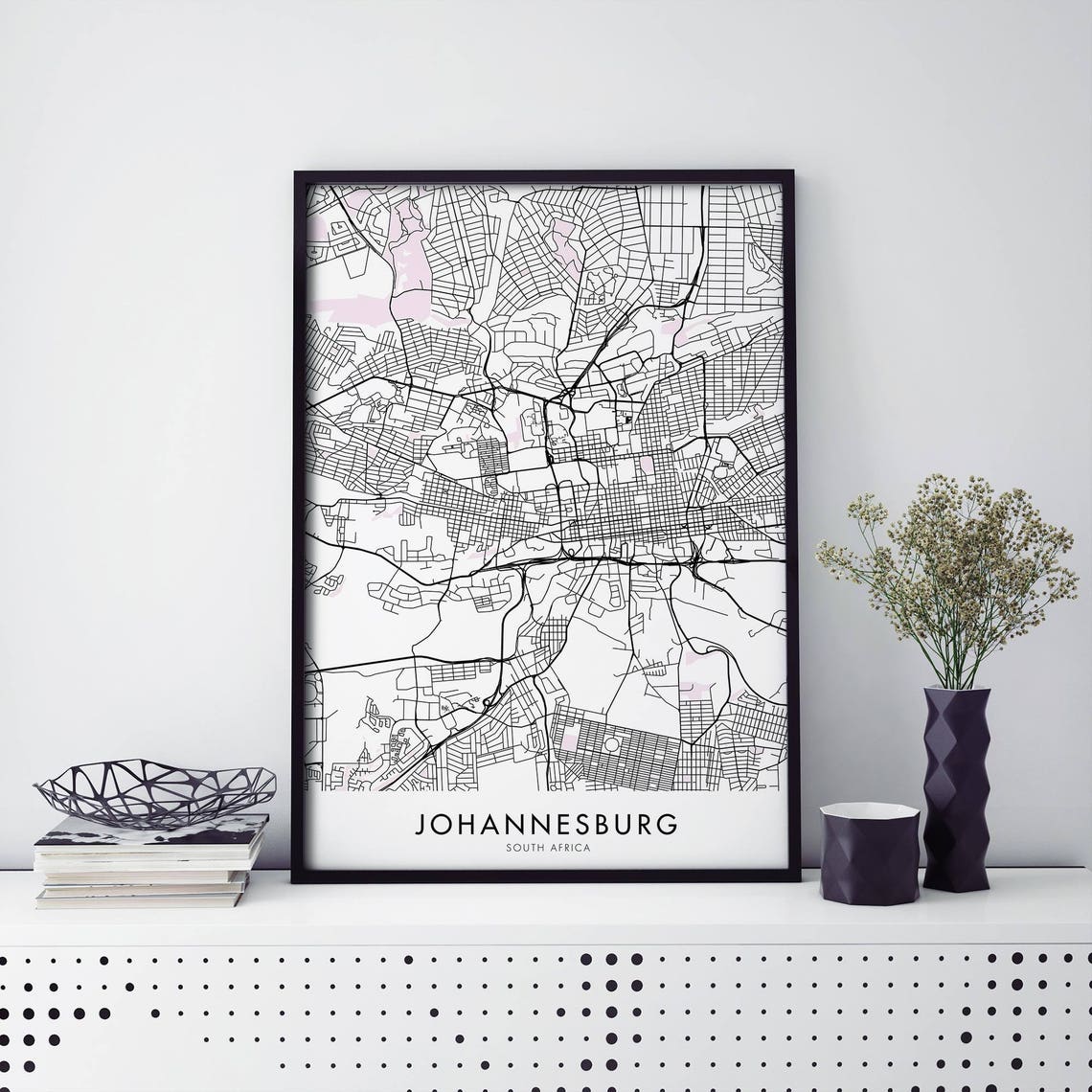 Johannesburg South Africa Minimalist Street Map Line Art Poster