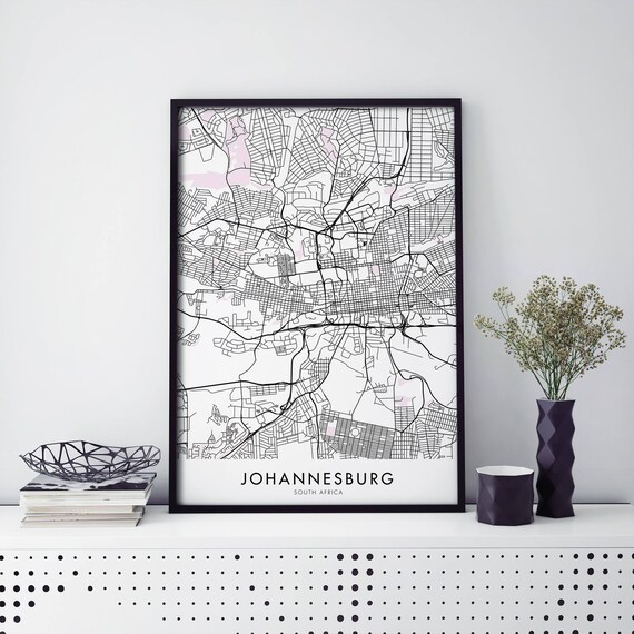 Johannesburg South Africa Minimalist Street Map Line Art Poster