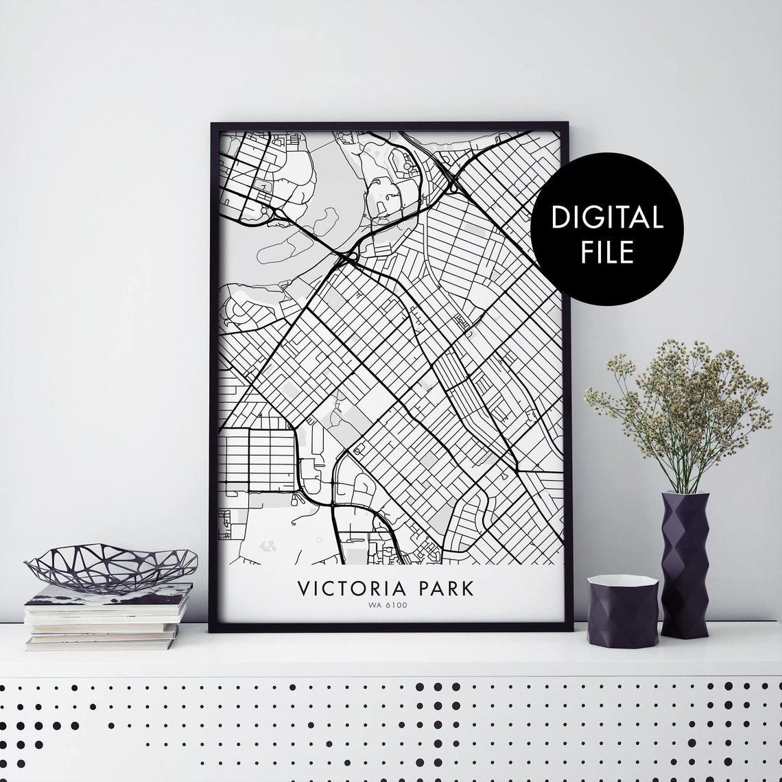Victoria Park Perth Western Australia Street Map Minimalist Print