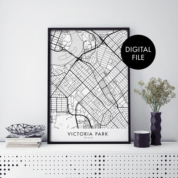 Victoria Park Perth Western Australia Street Map Minimalist Print