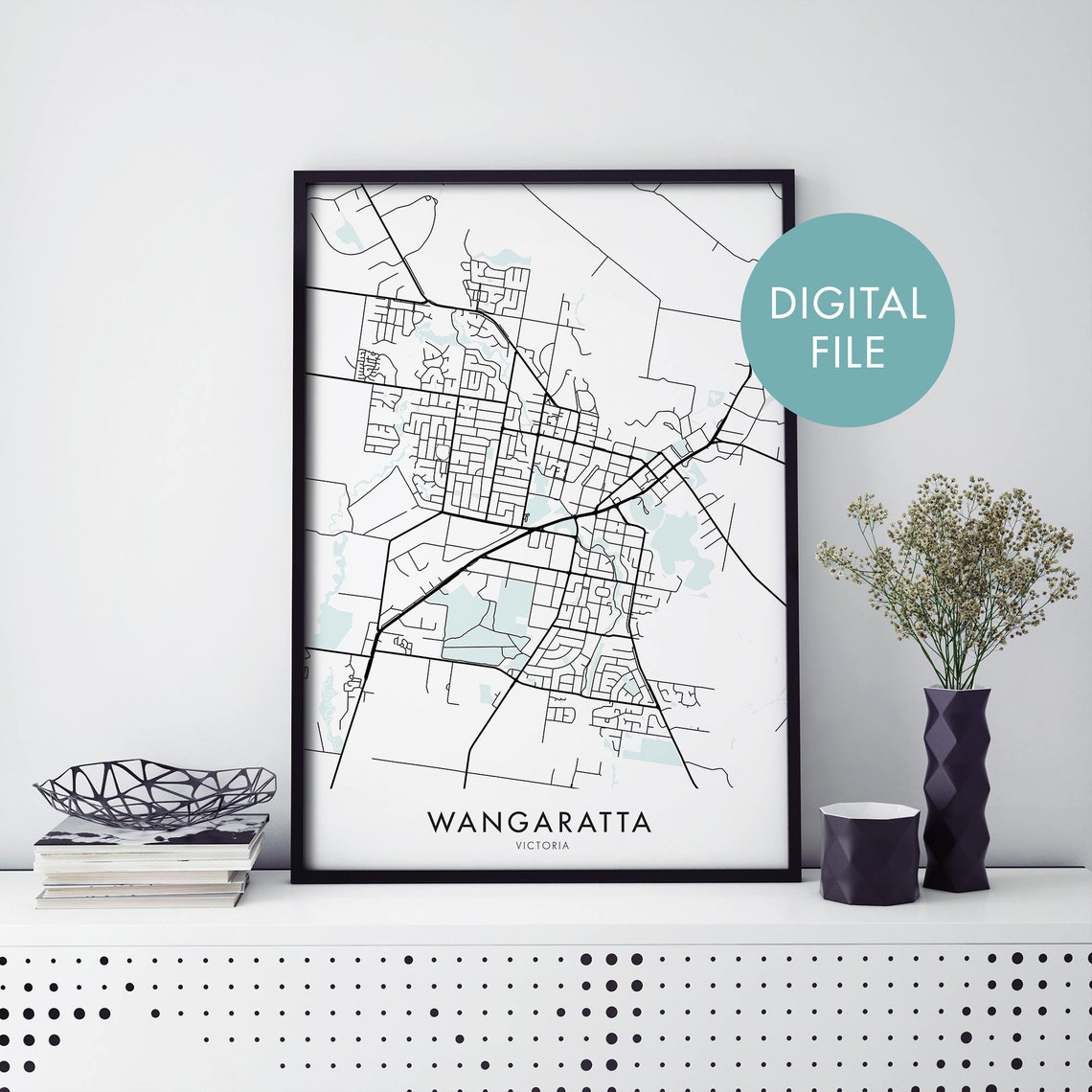 Wangaratta Victoria Australia Minimalist City Map Line Art Poster