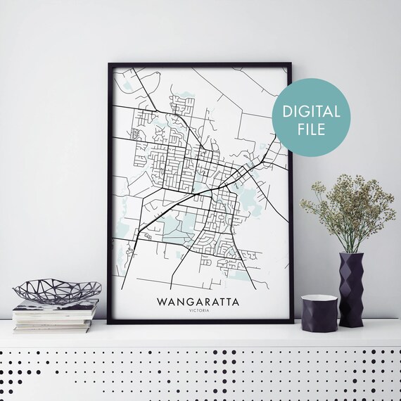 Wangaratta Victoria Australia Minimalist City Map Line Art Poster