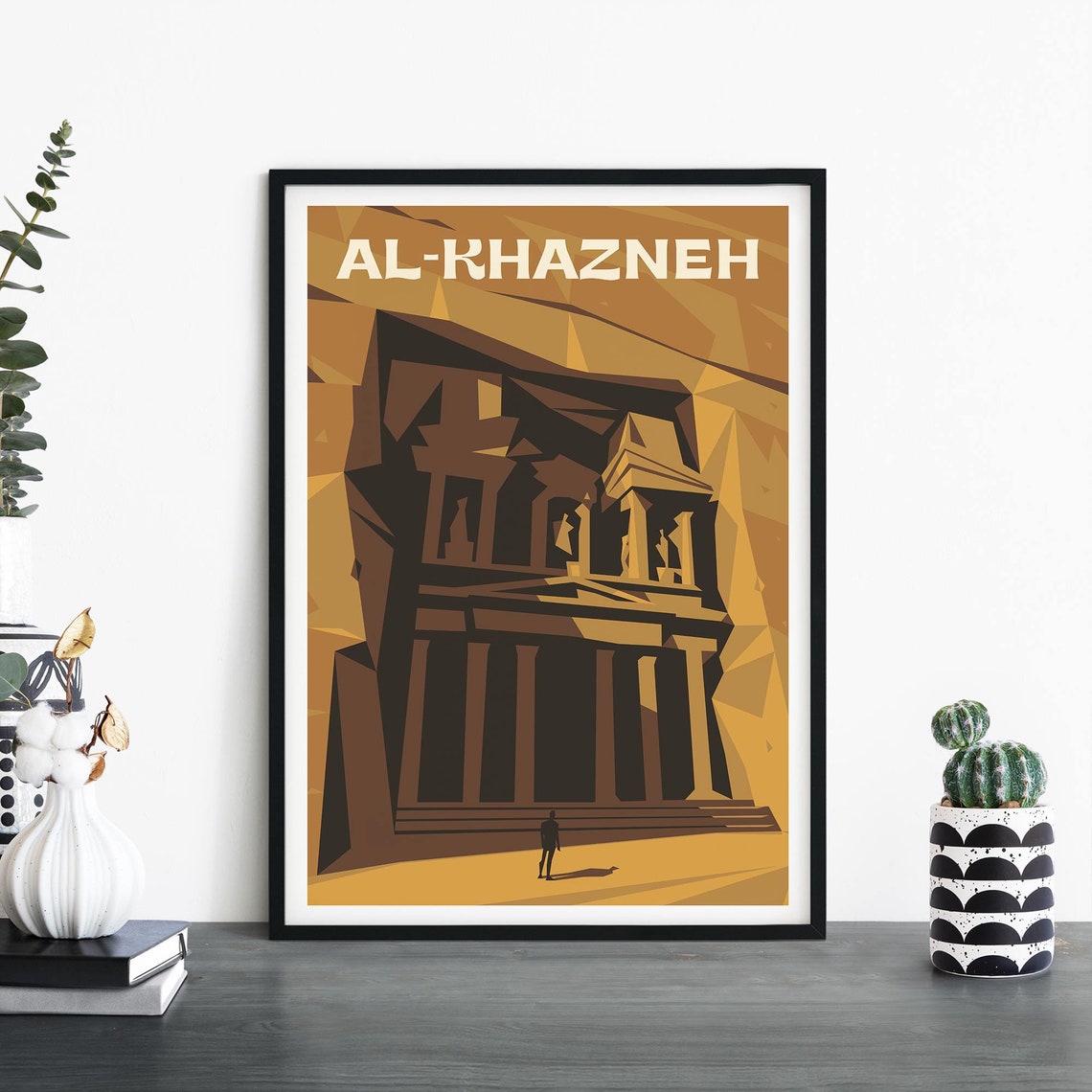 Al-Khazneh Petra Treasury Facade Geometric Jordan Travel Poster