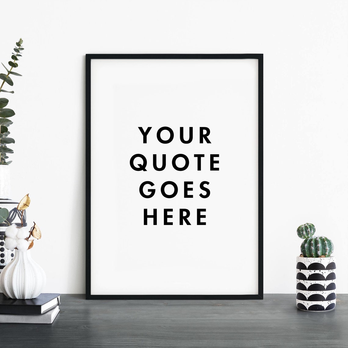 Custom Quote Text Poster Personalized Typography Black White Art