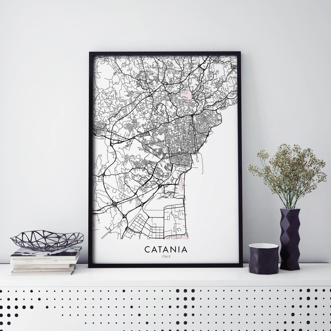 Catania Sicily Italy City Map Art Print