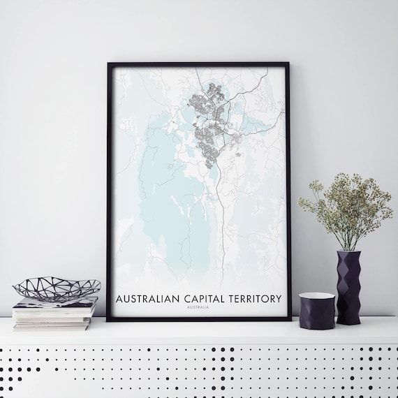 Australian Capital Territory Map Pale Blue Travel Print Gift