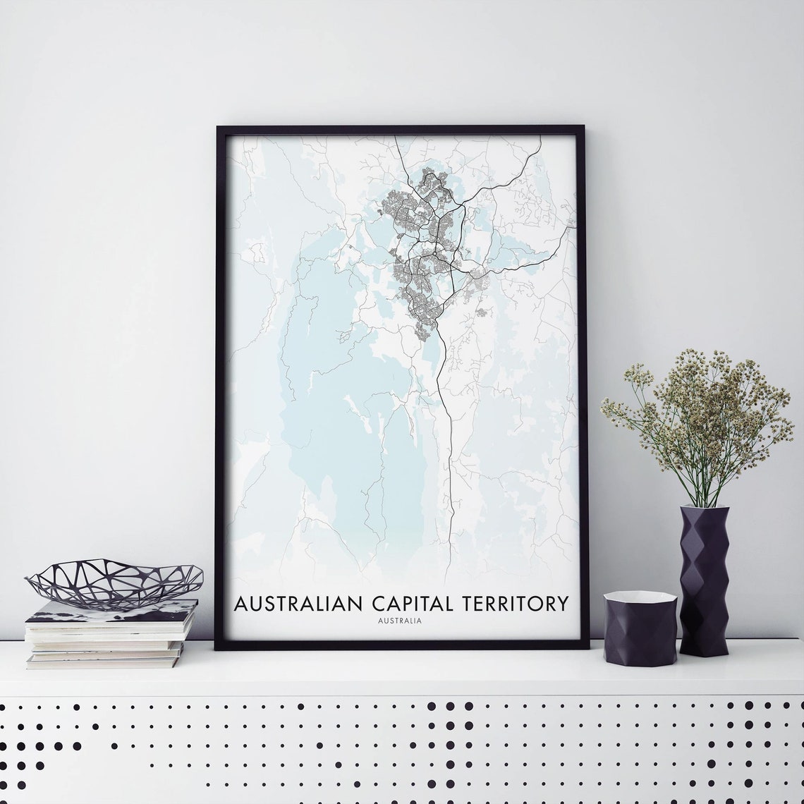 Australian Capital Territory Map Pale Blue Travel Print Gift