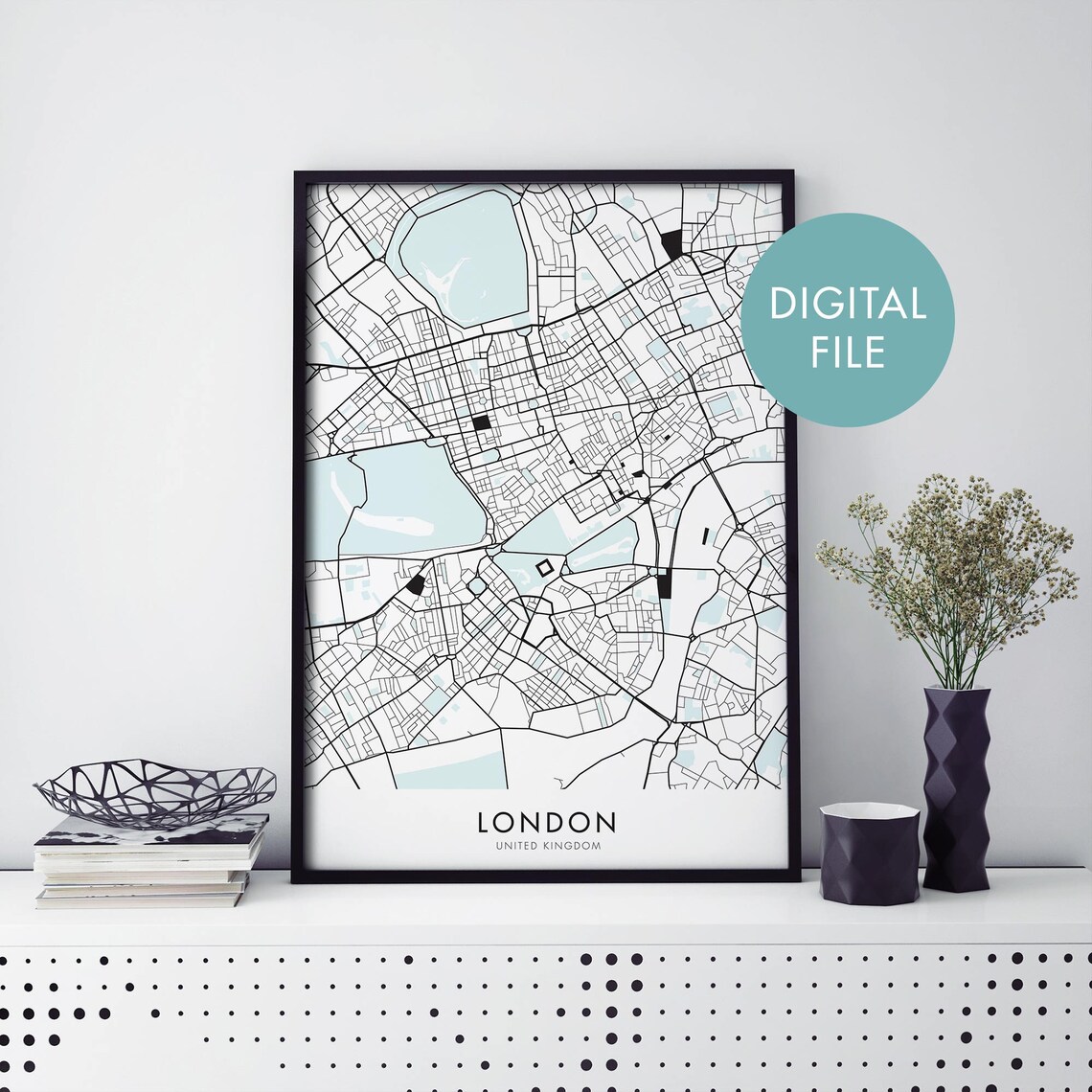 London United Kingdom Minimalist City Map Travel Poster For Home Decor