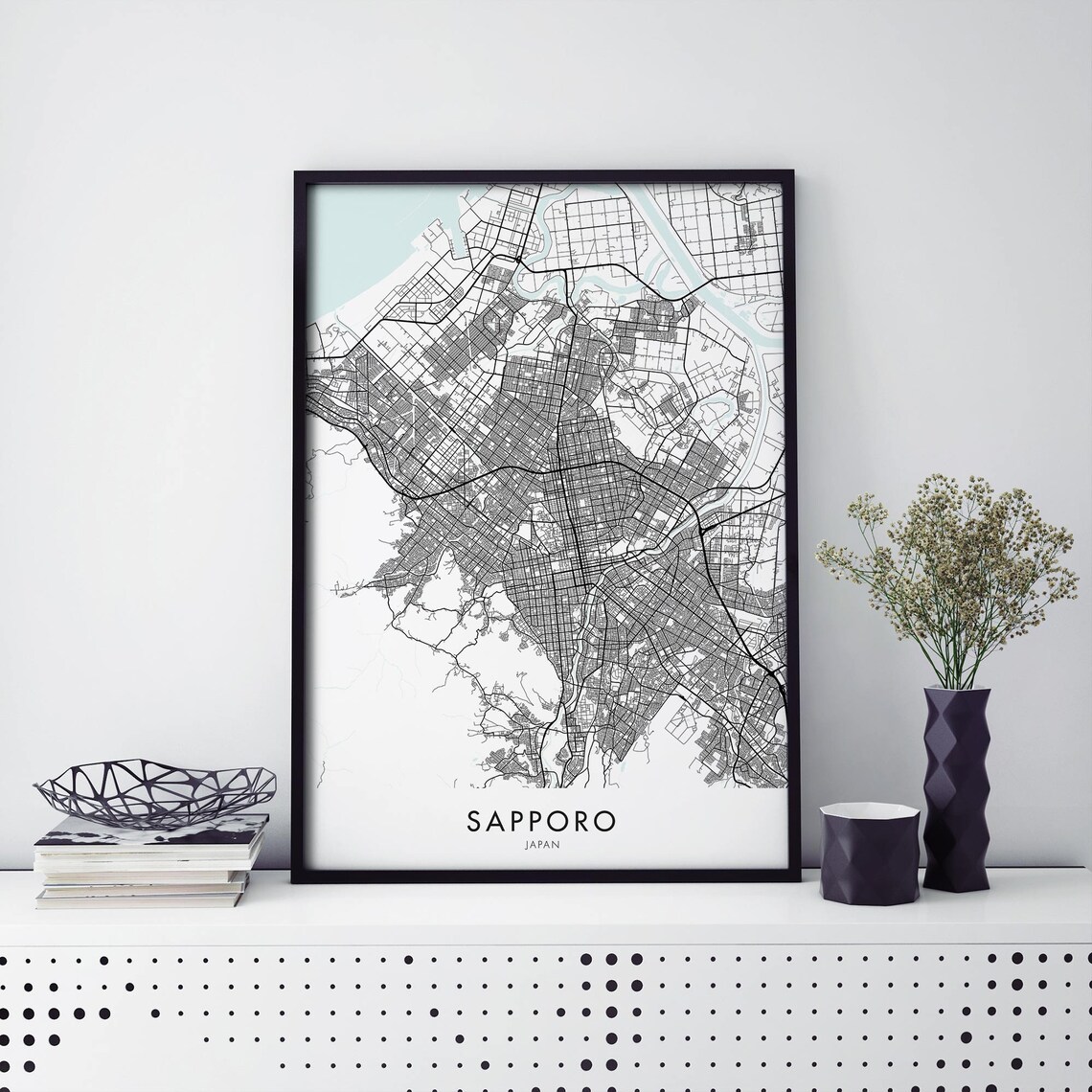 Sapporo Japan Hokkaido Snow Capital Minimalist City Map Line Poster