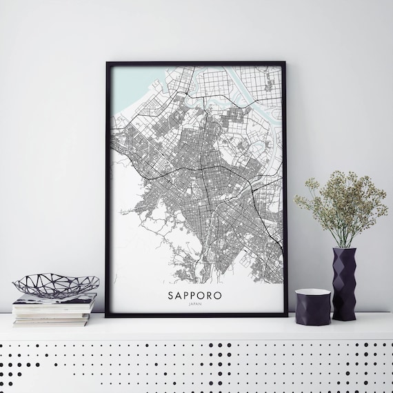 Sapporo Japan Hokkaido Snow Capital Minimalist City Map Line Poster