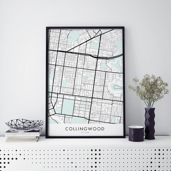 Collingwood Melbourne Victoria Minimal City Street Map Art Print