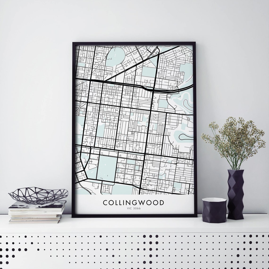 Collingwood Melbourne Victoria Minimal City Street Map Art Print