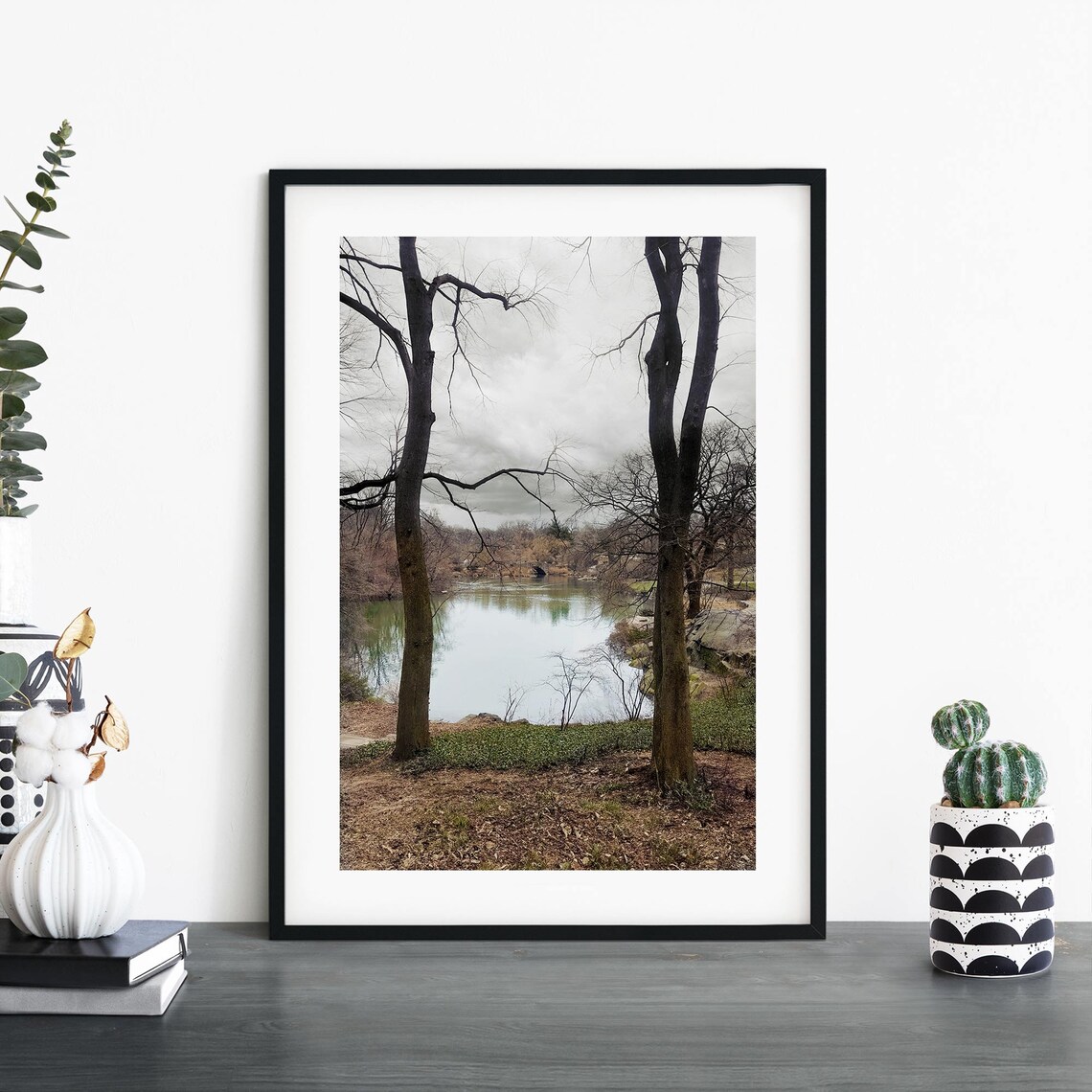 Central Park Winter Lakeside Bare Trees Manhattan New York Photo Poster