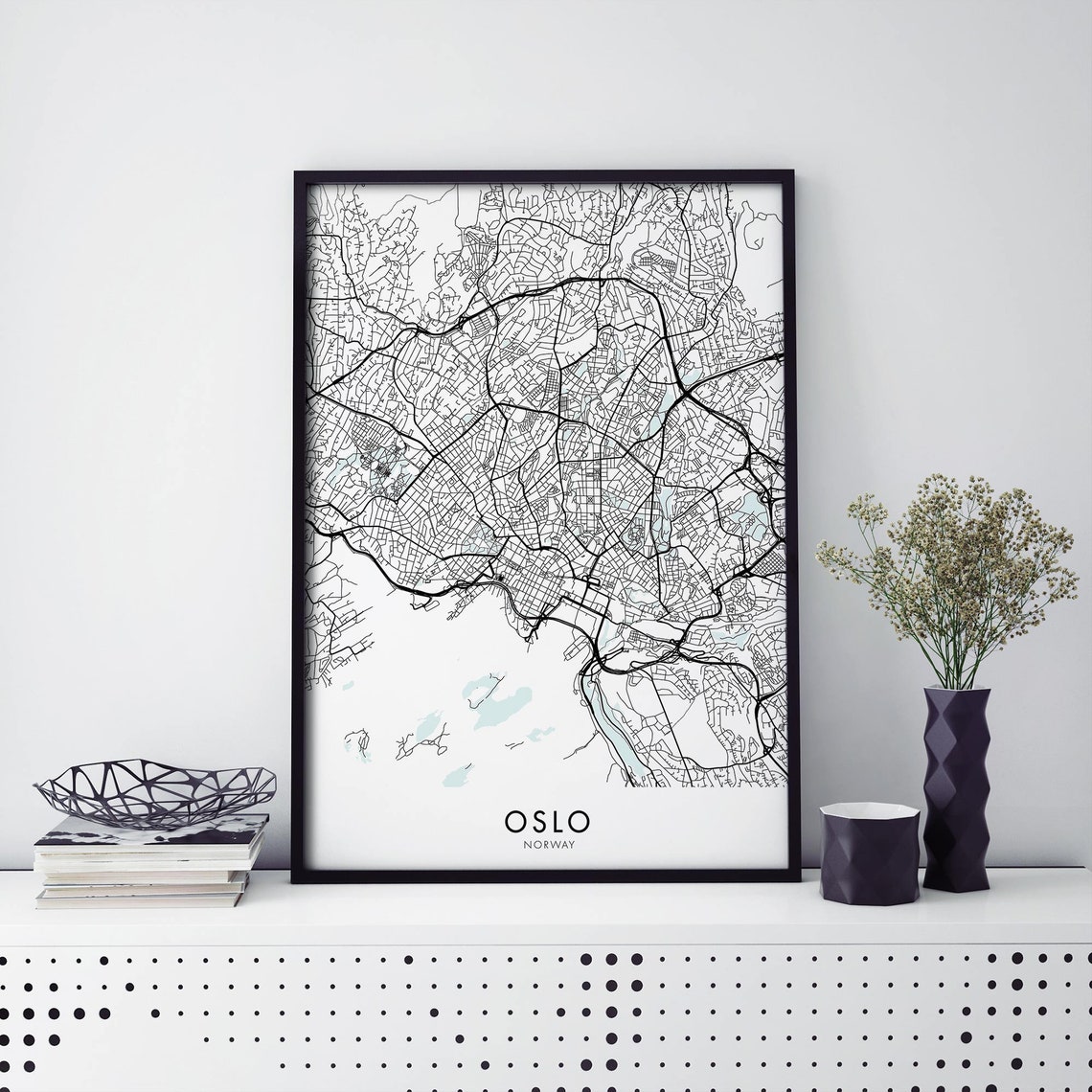 Oslo Norway City Map Travel Poster