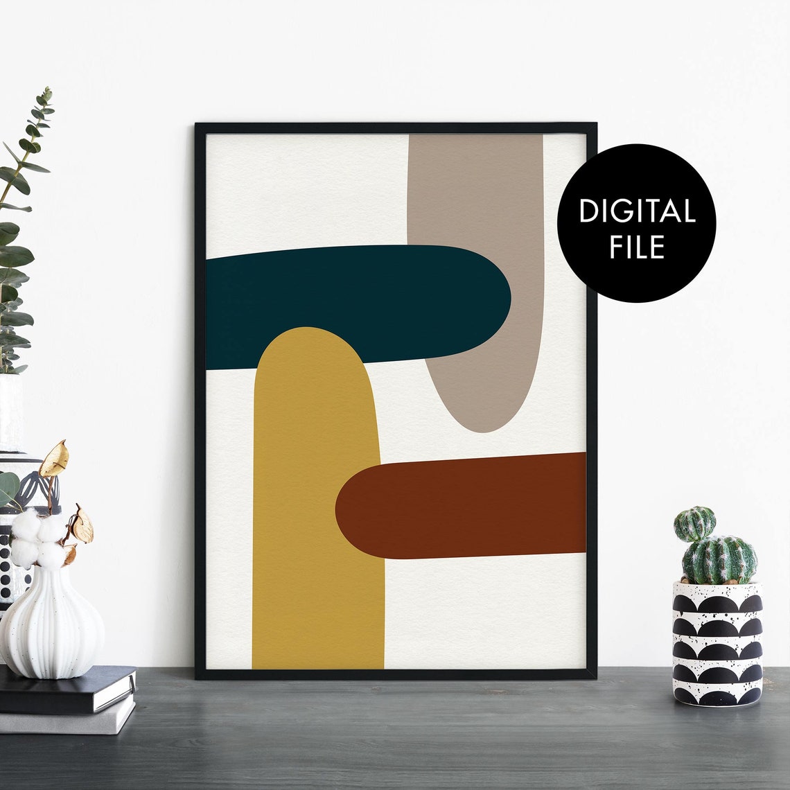 Organic Hues No 10 Mid Century Modern Abstract Shapes Art Poster