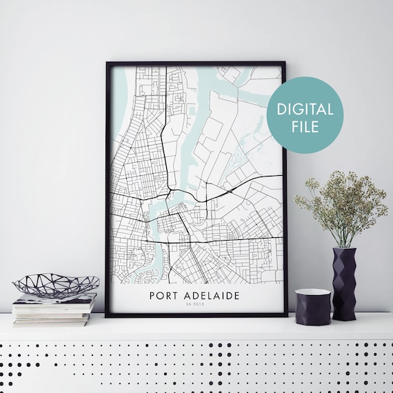 Port Adelaide Australia Minimalist Black and White City Map Poster