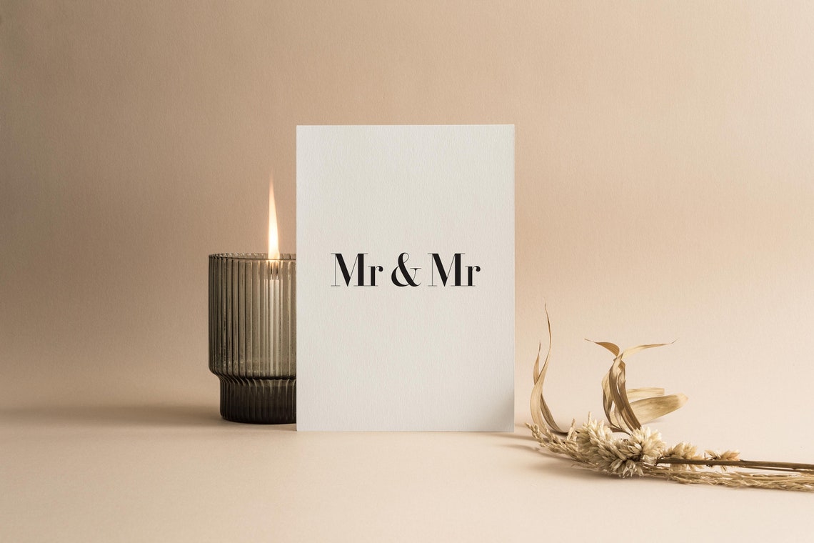 Mr And Mr Minimalist Serif Typography Wedding Greeting Card Art Poster