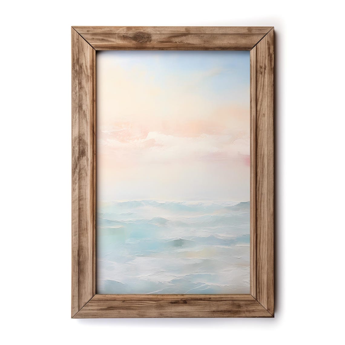 Pastel Ocean Sunrise Waves Soft Coastal Seascape Abstract Poster