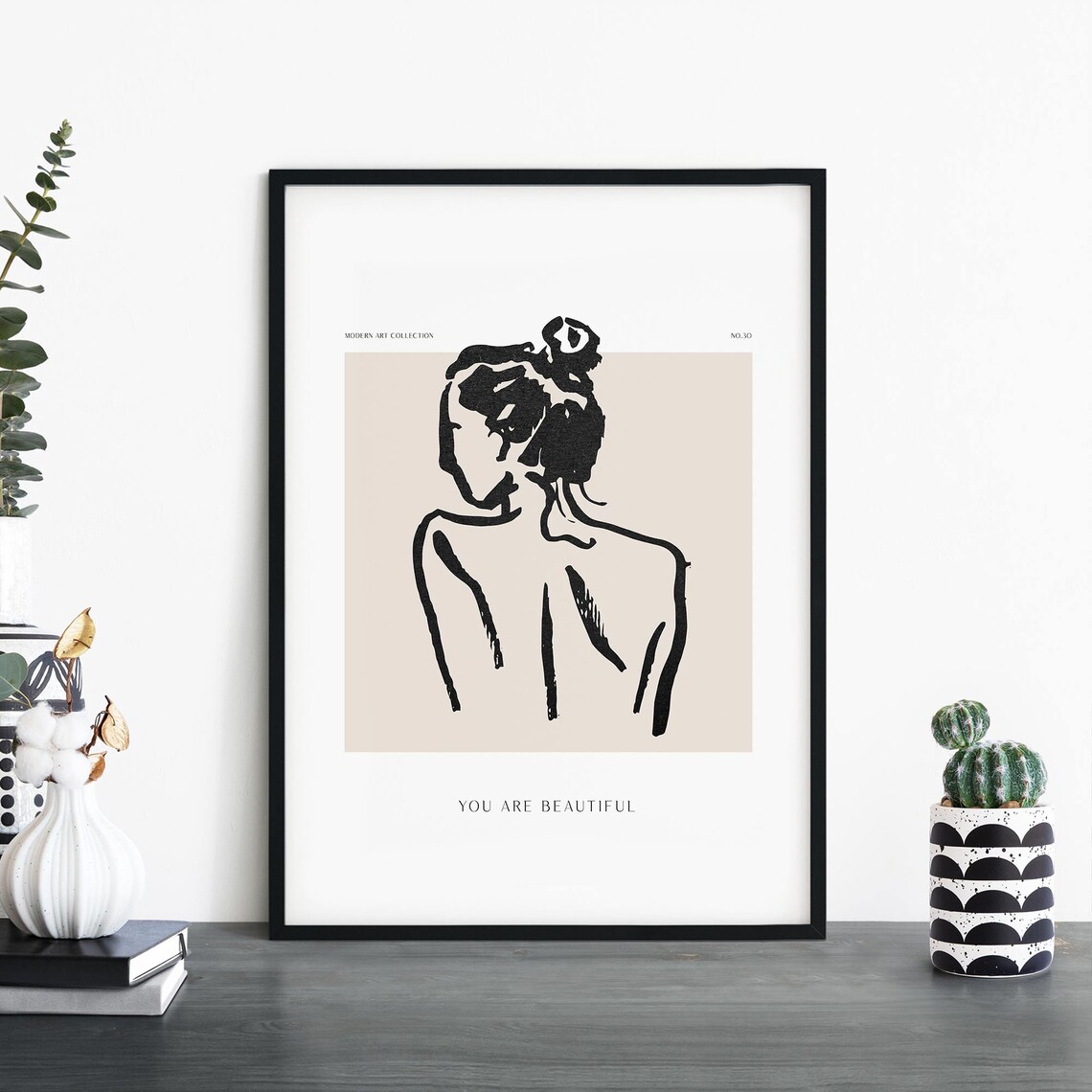 You Are Beautiful Woman Line Art Modern Collection No30 Print