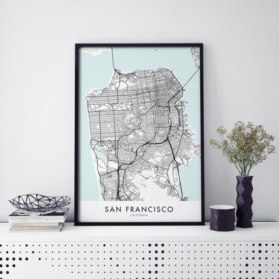 San Francisco City Map Art Print, Travel Poster
