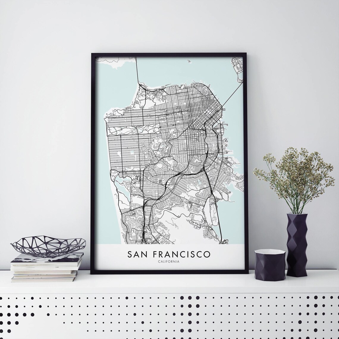 San Francisco City Map Art Print, Travel Poster