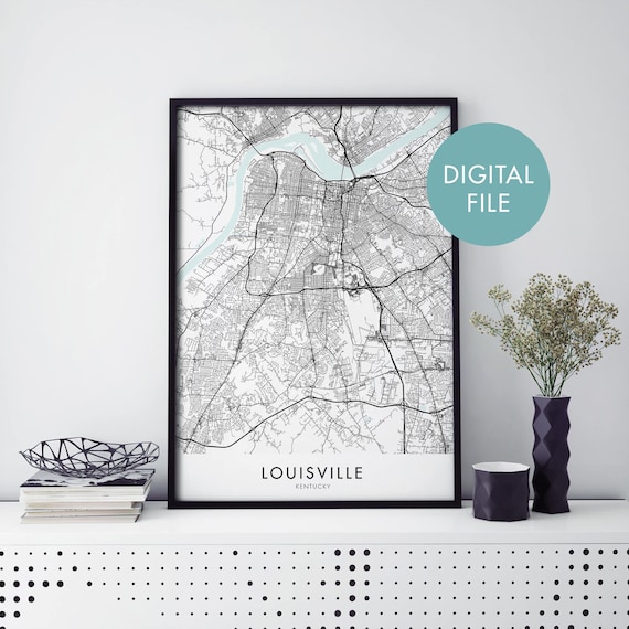 Louisville Kentucky City Map Poster Digital File Street Plan Art
