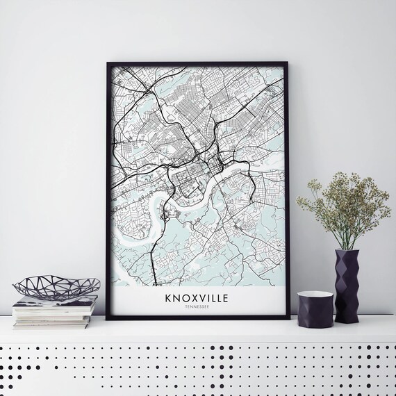 Knoxville Tennessee City Street Map Minimalist Cartography Poster