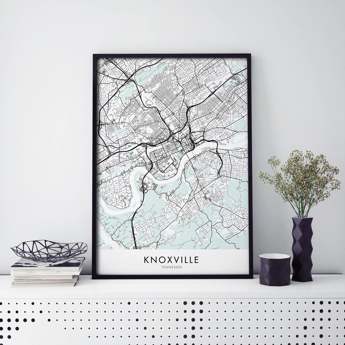 Knoxville Tennessee City Street Map Minimalist Cartography Poster