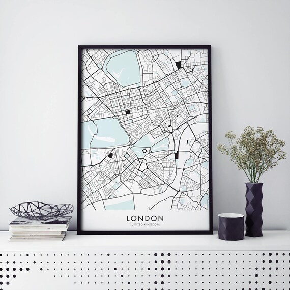 London United Kingdom Minimal City Map Street Line Art Decor Poster
