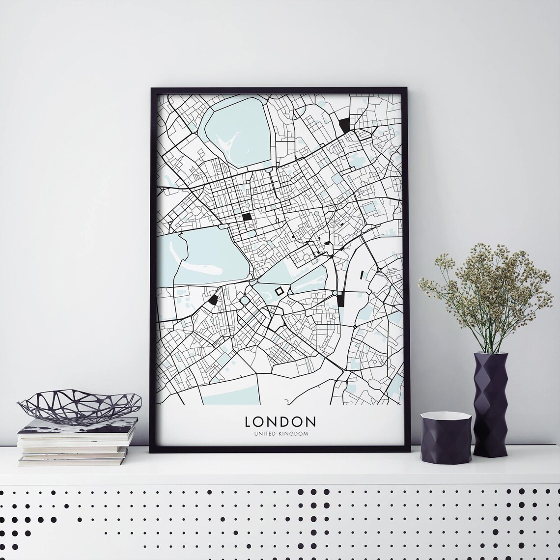 London United Kingdom Minimal City Map Street Line Art Decor Poster