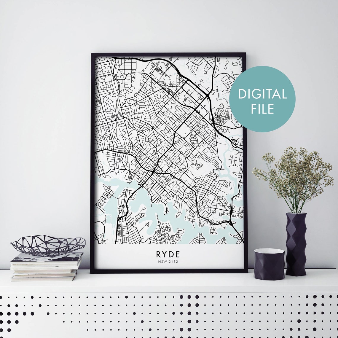 Ryde Sydney NSW 2112 Street Map Digital File Minimalist Poster
