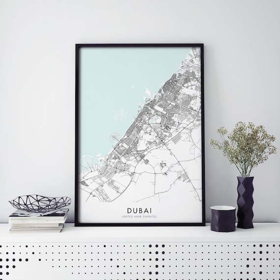 Dubai City Street Map Minimal United Arab Emirates Travel Poster