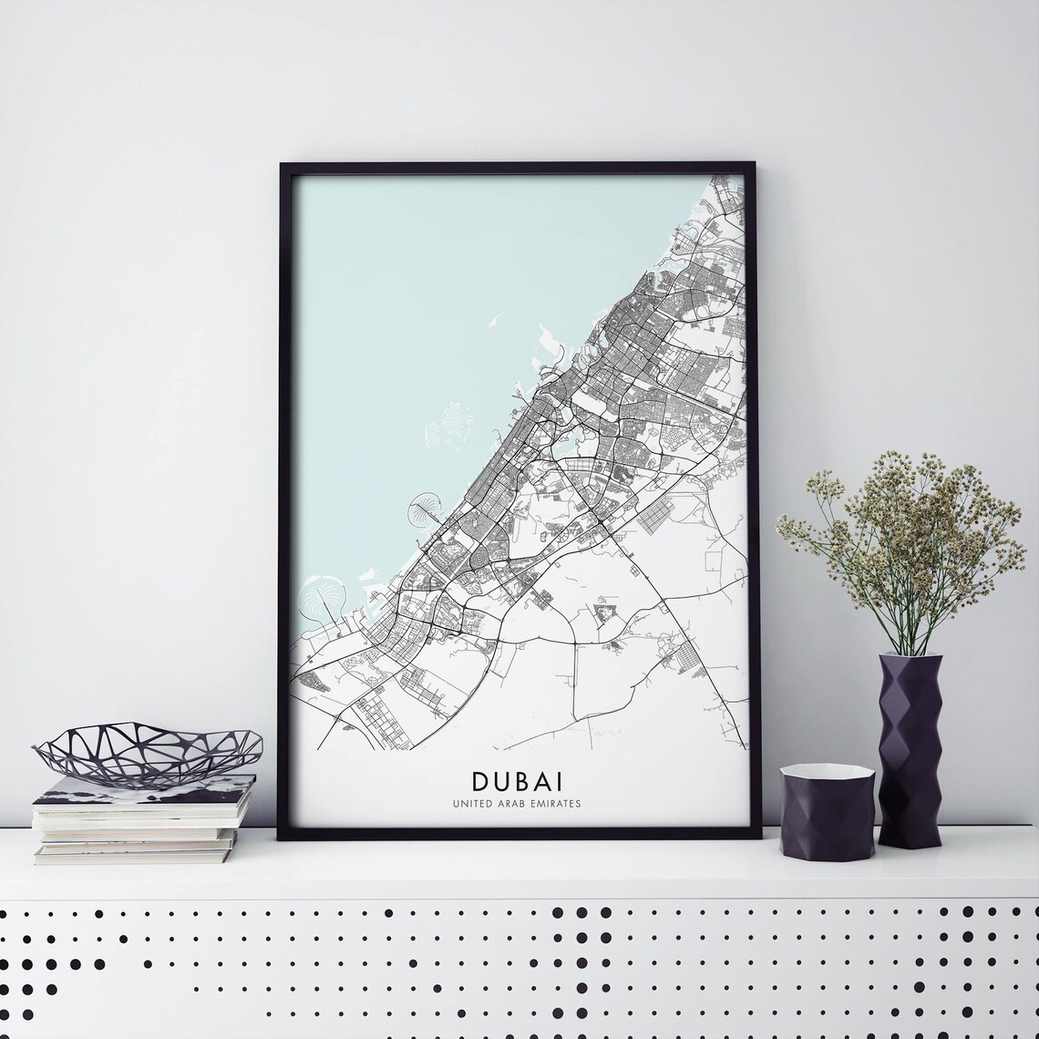 Dubai City Street Map Minimal United Arab Emirates Travel Poster