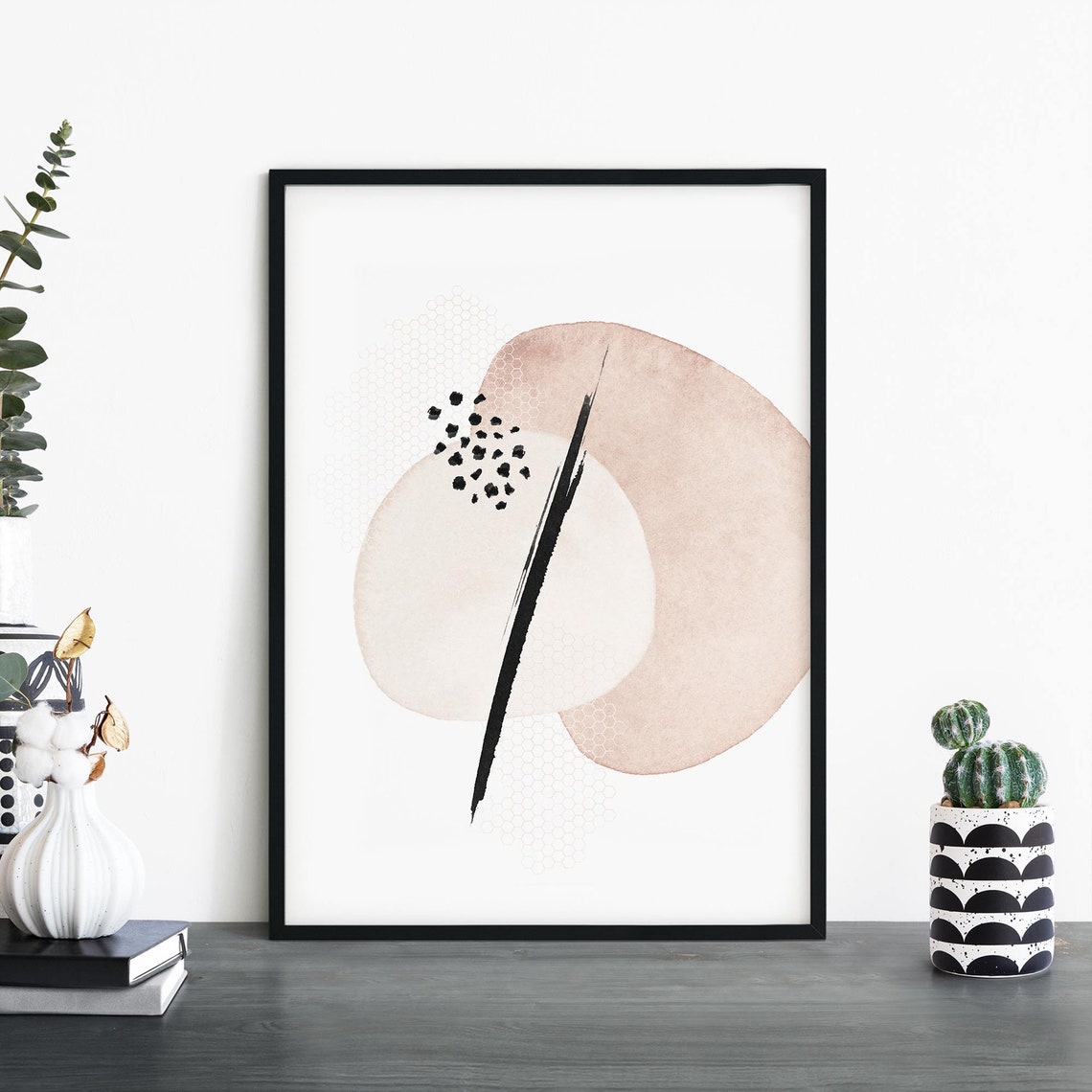 Abstract Blush Circles Minimalist Modern Watercolor Wall Art