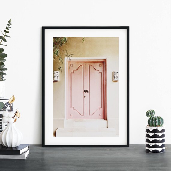 Soft Pink Double Door With Carved Frame Detail Photography Poster