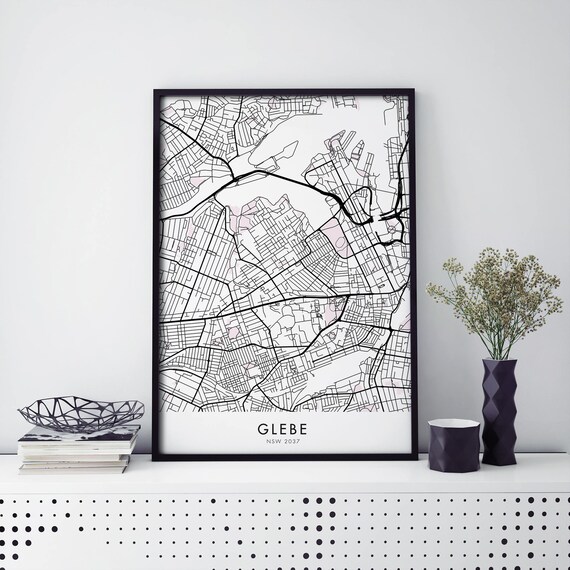Glebe Sydney Australia Minimal Street Map Suburb Line Art Poster