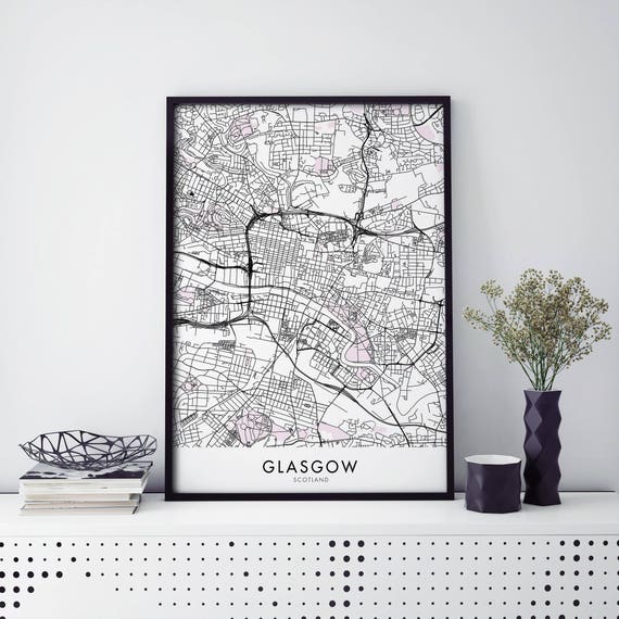 Glasgow Scotland City Map Travel Poster