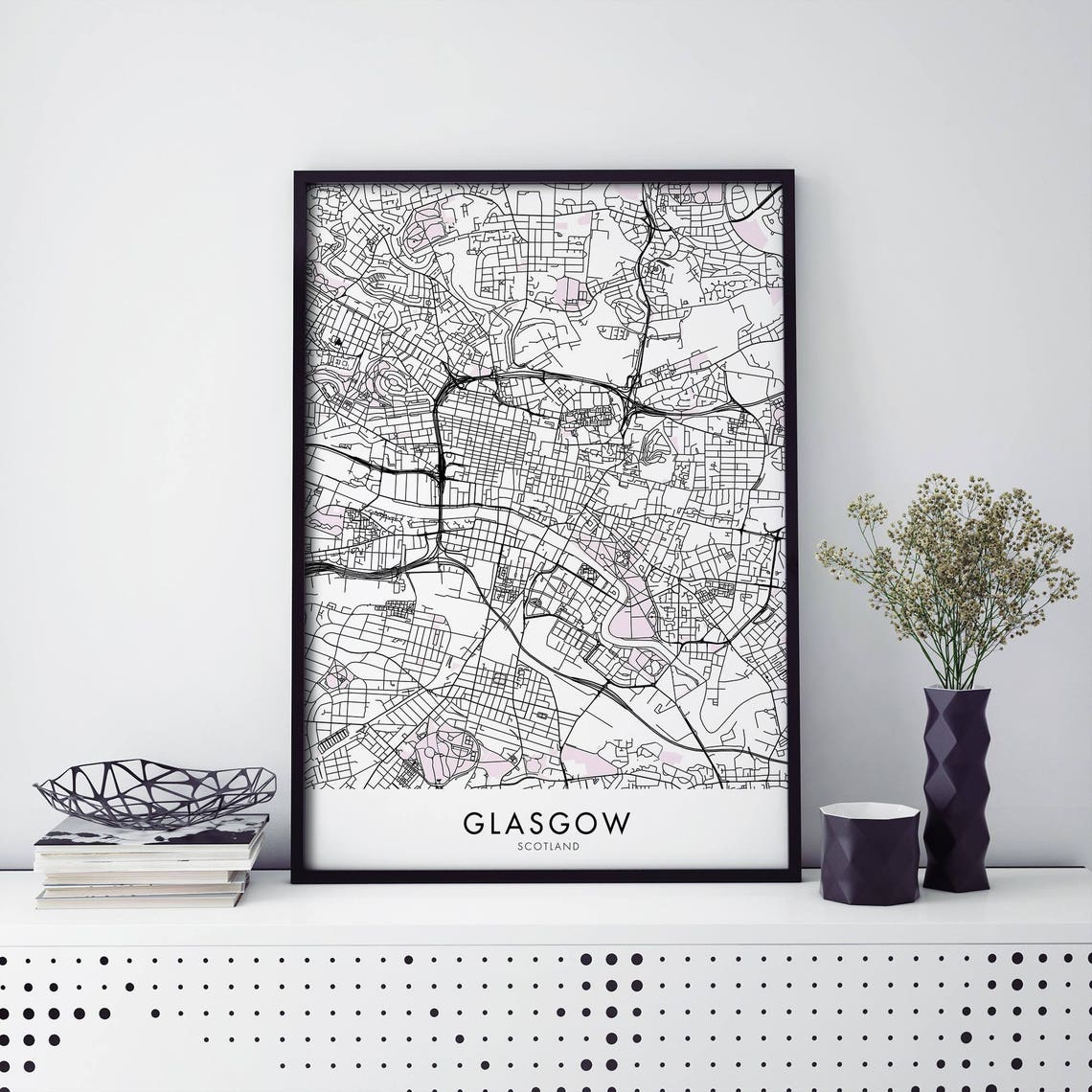 Glasgow Scotland City Map Travel Poster