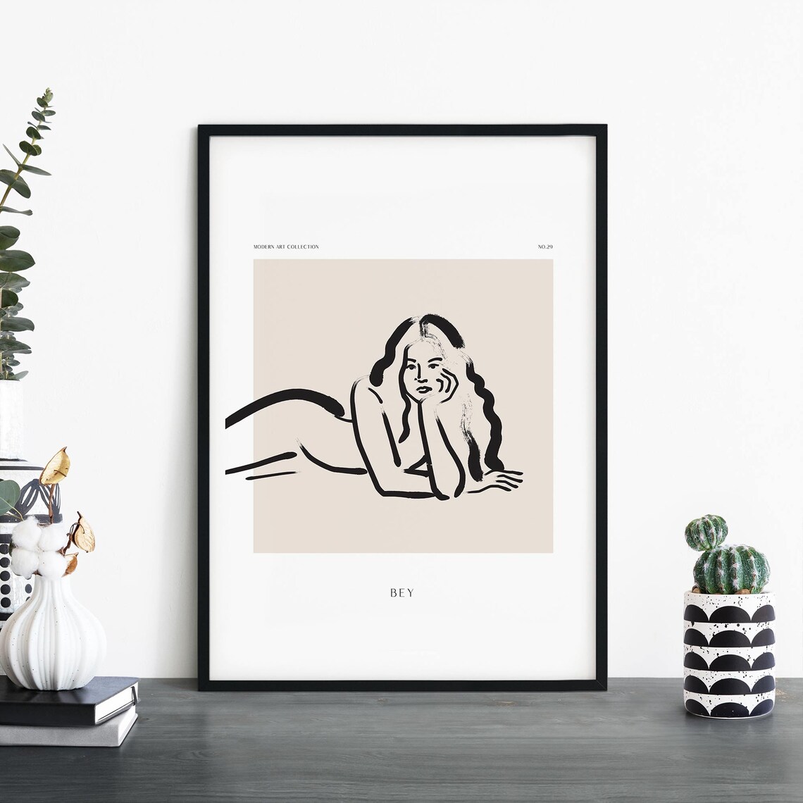 Bey Reclining Woman Brushstroke Line Art Modern Collection No29 Print