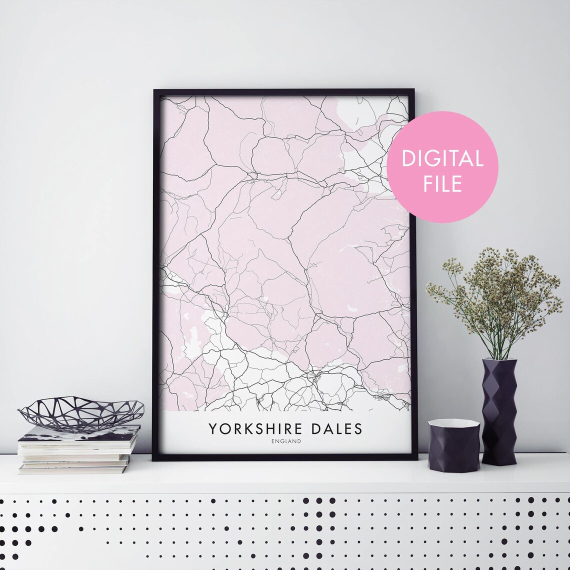 Yorkshire Dales National Park Map Art Print