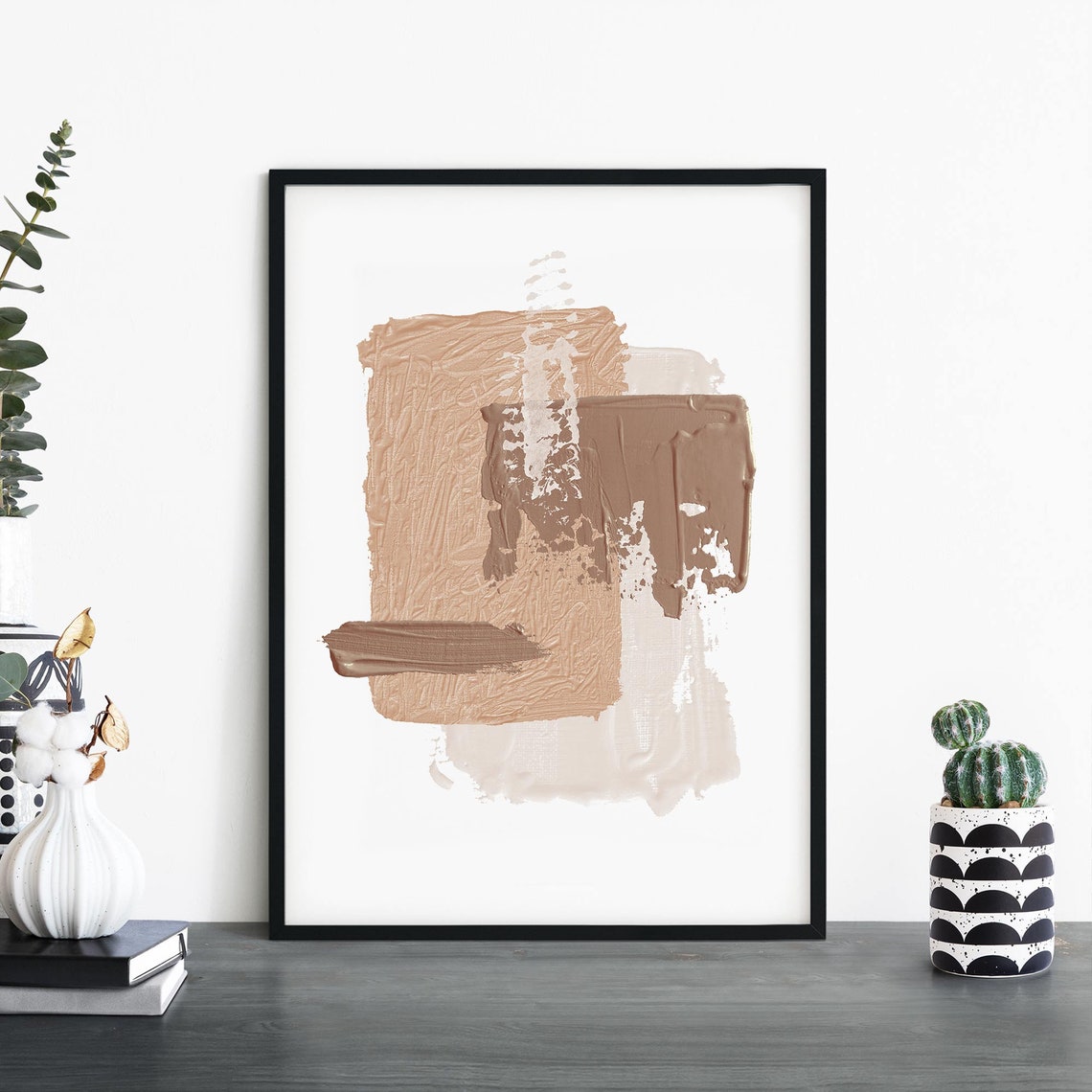 Layered Beige Abstract Shapes Warm Neutral Minimalist Decor Poster