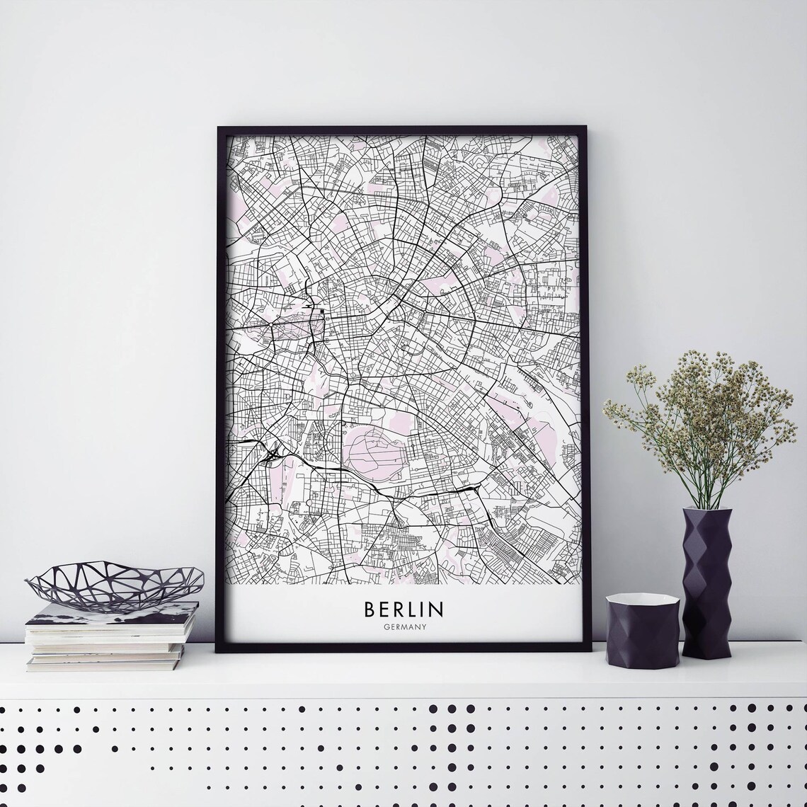 Berlin Germany City Map Art Print, Travel Poster