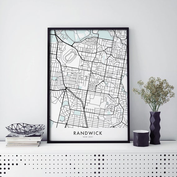 Randwick Sydney Australia Map Art Print