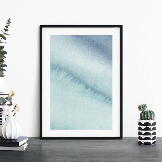 Seaside Blue Watercolor Abstract Gradient Minimalist Art Poster