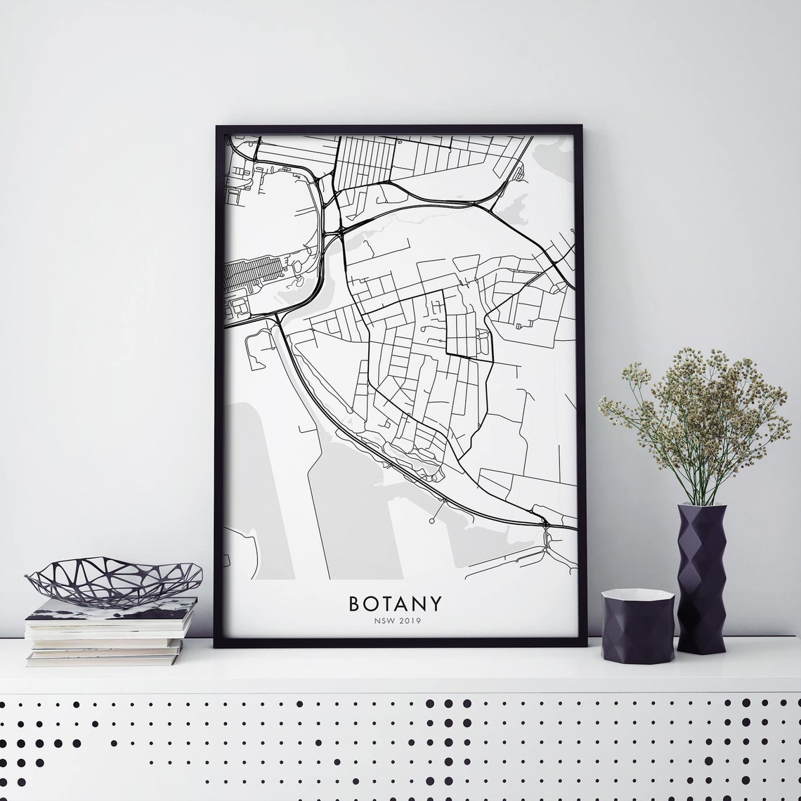 Botany New South Wales Australia Suburb Street Map Line Art Poster