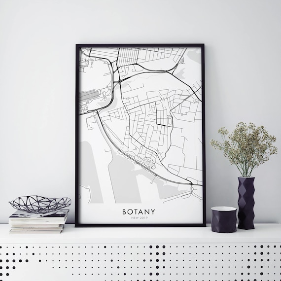 Botany New South Wales Australia Suburb Street Map Line Art Poster