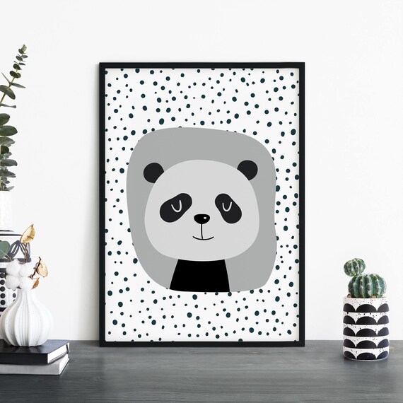 Panda Poster Print Wall Art Childrens Kids Boys Girls Nursery Bedroom A4 A3 A2 A1